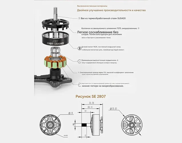 Мотор SE 2807 1300KV (CW)