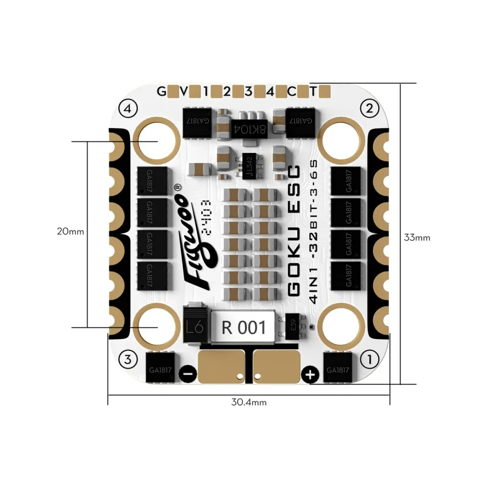 Полетный контроллер и ESC стек GOKU H743 PRO Mini 45A 20x20 Stack (AM32)