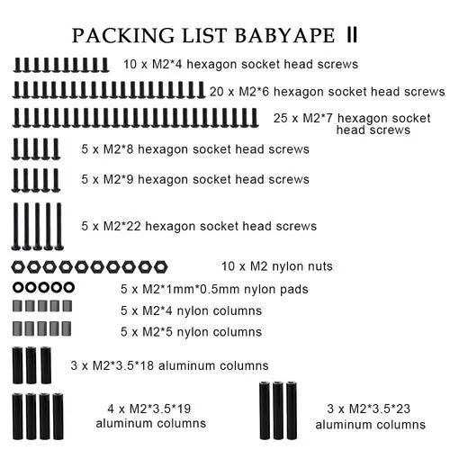 Набор крепежа для DarwinFPV BabyApe II