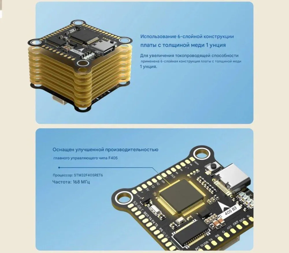 Контроллер полёта Returner 3–6S F405 V3 Betaflight