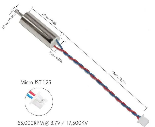 Моторы BETAFPV 7×20мм 17500KV Brushed (комплект 2CW+2CCW)