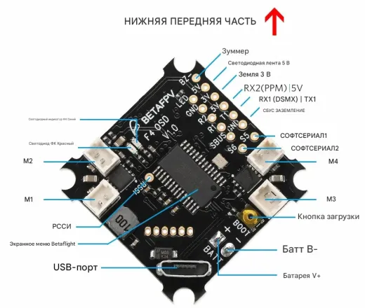 Полетный контроллер BETAFPV F4 Brushed (без приемника + OSD)