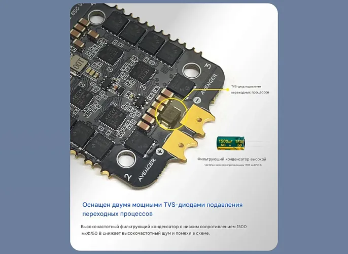 Контроллер скорости ESC Returner 4–8S 32bit AM32 70A (4IN1) V1