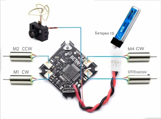 Полетный контроллер BETAFPV F3 EVO Brushed V1.1 с приемником и усилителем мощности