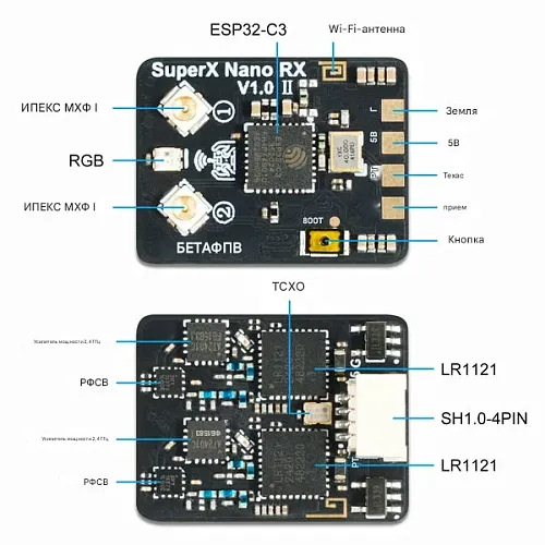 Приемник BETAFPV SuperX ELRS Gemini Xross Nano (ELRS 2.4G+868M)