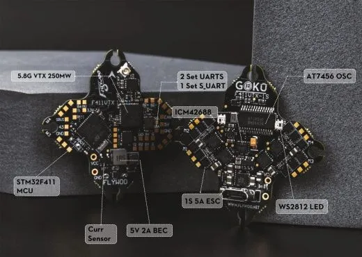 Полетный контроллер и VTX стек GOKU Versatile F411 1S 5A AIO V2.0