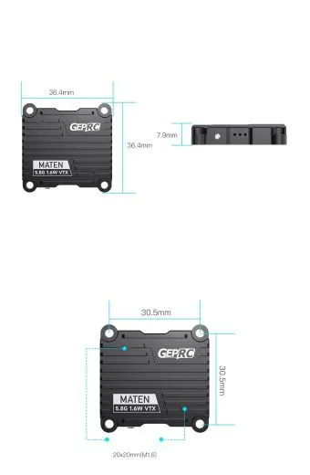 Видеопередатчик GEPRC MATEN 5.8G 1.6W VTX