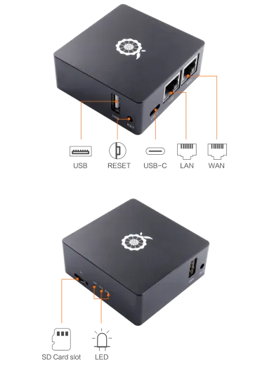 Микрокомпьютер Orange Pi R1 Plus LTS в металлическом корпусе
