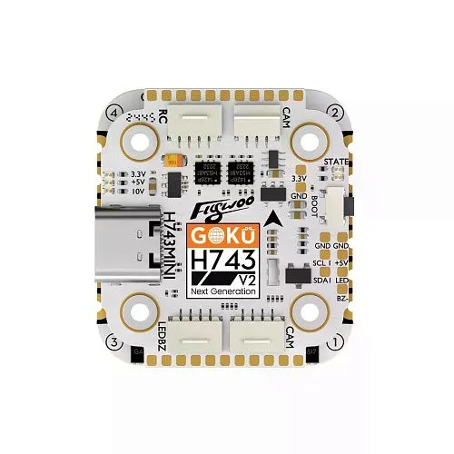 Полетный контроллер и ESC стек GOKU H743 PRO Mini 45A 20x20 Stack (AM32)