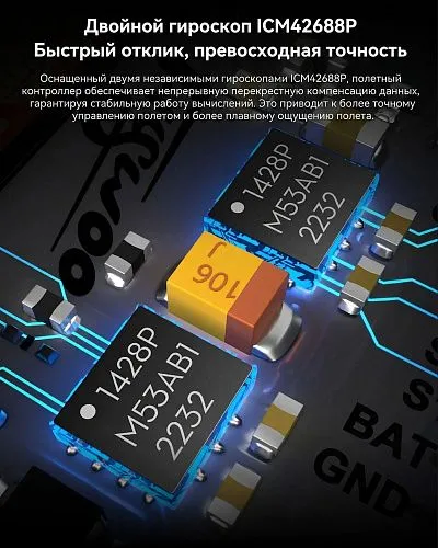 Полетный контроллер и ESC стек GOKU H743 PRO Mini 45A 20x20 Stack (AM32)