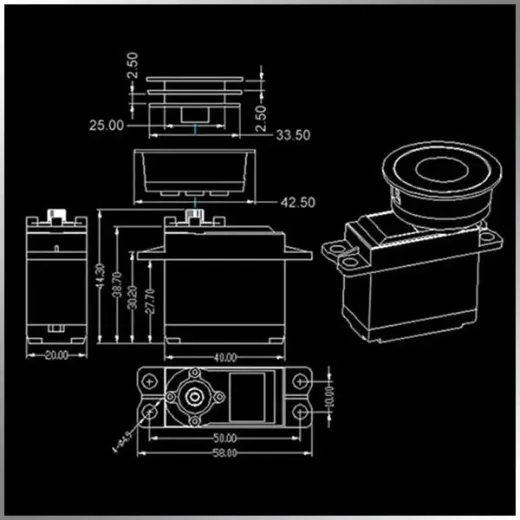 KMSW4805-1.5PA аналоговый стандартный лебёдочный сервопривод