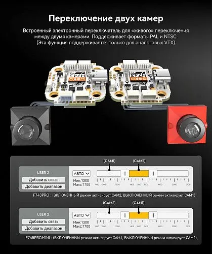Полетный контроллер и ESC стек GOKU H743 PRO Mini 45A 20x20 Stack (AM32)