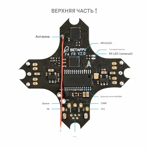 Полетный контроллер BETAFPV F4 Brushed V2.0 с SPI-приемником и разъемом BT2.0