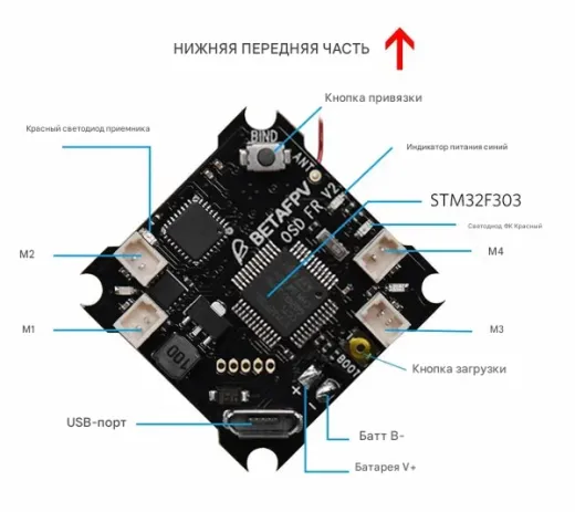 Полетный контроллер BETAFPV F3 Brushed V2 с OSD и приемником