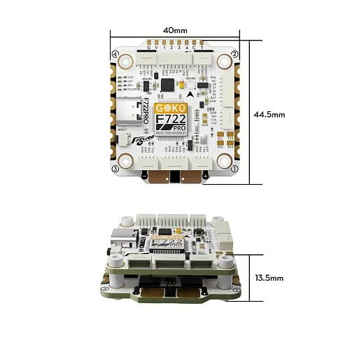Полетный контроллер и ESC стек GOKU F722 PRO V2 55A 30x30 Stack (Official BL32)