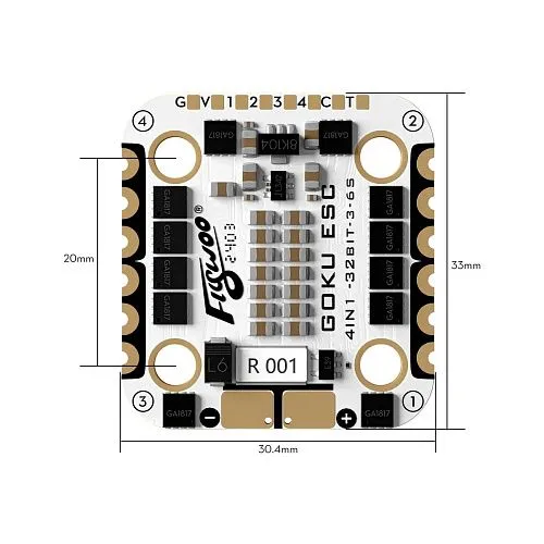 Полетный контроллер и ESC стек GOKU F722 Pro Mini V2 45A 20x20 Stack (AM32)