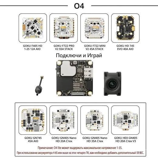 Полетный контроллер и ESC стек GOKU GN405 Nano HD 20A V3