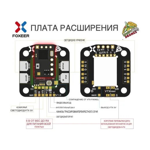Плата расширения Foxeer Reaper Nano V1 Extension Board (20x20 мм, LED)