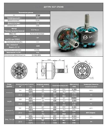 Мотор Foxeer Datura 1507-2750KV