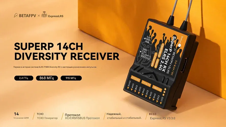 Приемник BETAFPV SuperP 14CH Diversity ELRS (2.4G)