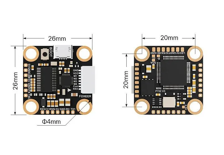 Полетный контроллер Foxeer F722 V3 Mini (BMI270)