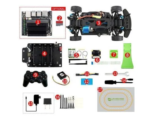 Гоночный AI-робот JetRacer Pro AI Kit B с контроллером Waveshare Jetson Nano