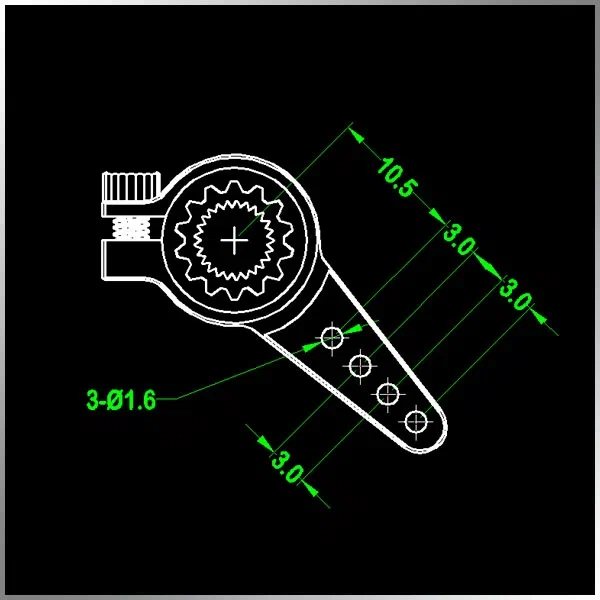 KMKSA011 (H30) — короткий алюминиевый рычаг сервопривода для /FUTABA