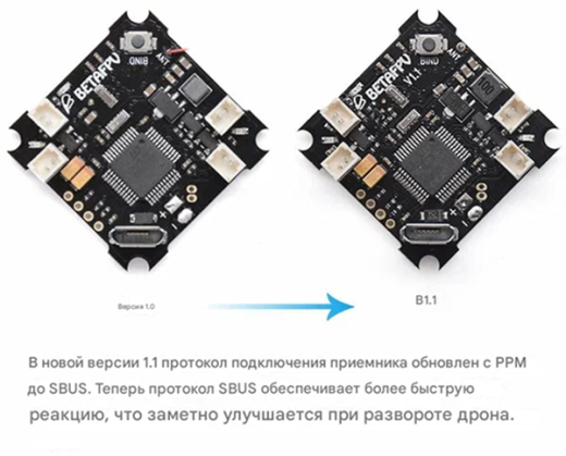 Полетный контроллер BETAFPV F3 Brushed Frsky D8 (SBUS) плата с приемником и OSD