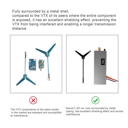 Видеопередатчик DarwinFPV 1.2G 1.6W VTX (комплект с антенной)