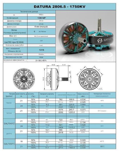 Мотор Foxeer Datura 2105.5-3650KV (T-Mount)