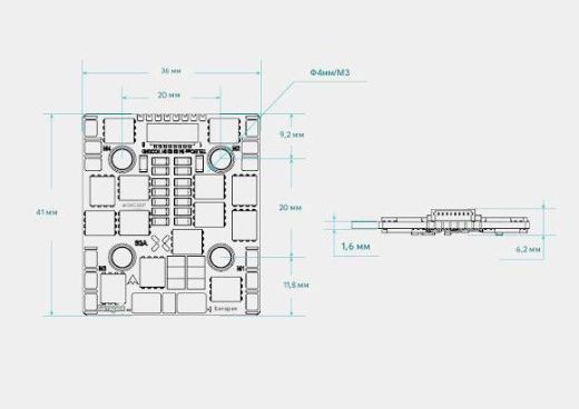 Регулятор оборотов Foxeer Reaper F4 Slim Mini 60A (4-в-1, BLHeli32)