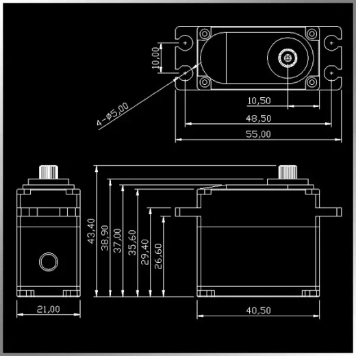 KMUAV02 цифровой влагозащищённый сервопривод БПЛА со стальными шестернями