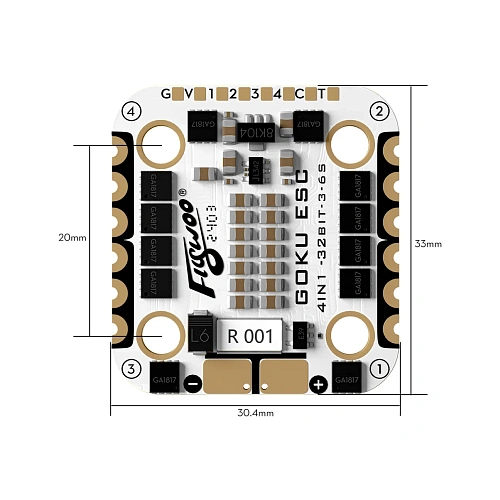 Полетный контроллер и ESC стек GOKU H743 PRO Mini 45A 20x20 Stack (AM32)