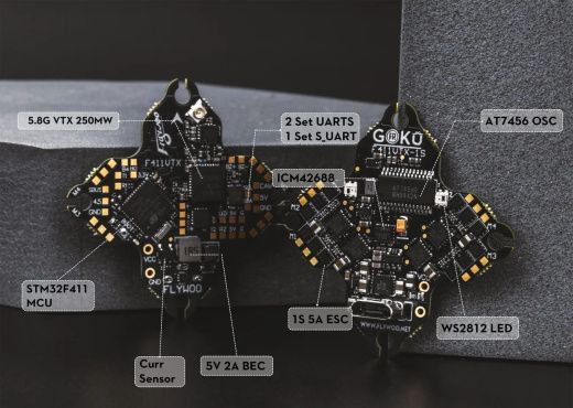 Полетный контроллер и VTX стек GOKU Versatile F411 1S 5A AIO V2.0