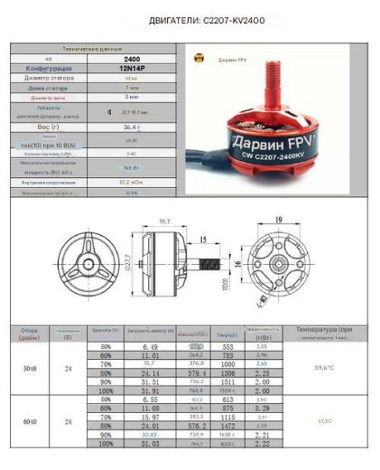 Бесколлекторный мотор DarwinFPV 2207 2400KV