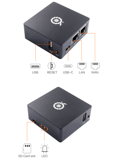 Микрокомпьютер Orange Pi R1 Plus LTS в металлическом корпусе