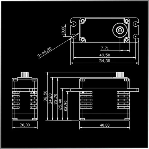 KMC53S цифровой низкопрофильный стандартный сервопривод со стальными шестернями