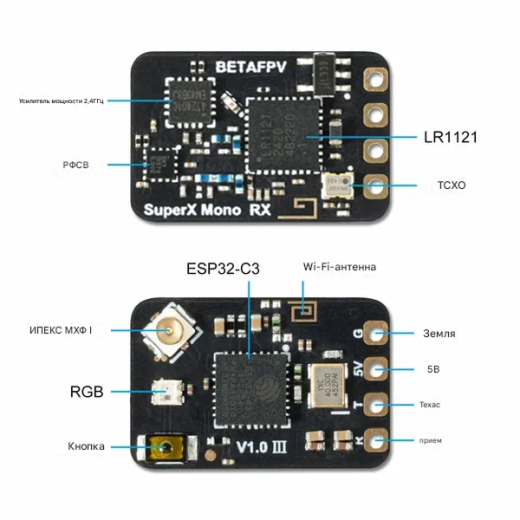 Приемник BETAFPV SuperX ELRS Gemini Xross Mono (ELRS 2.4G/915M)