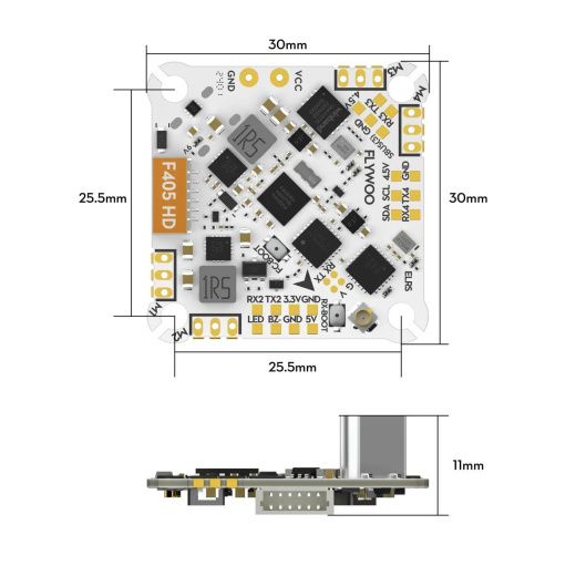 Полетный контроллер и ESC стек GOKU F405 HD 1-2S 12A ELRS AIO V2 (ICM42688)