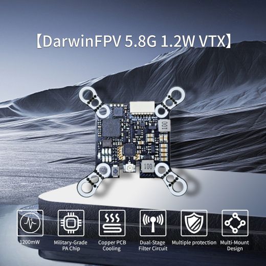 Видеопередатчик DarwinFPV 5.8G 1200mW Baby Ape VTX с антенной