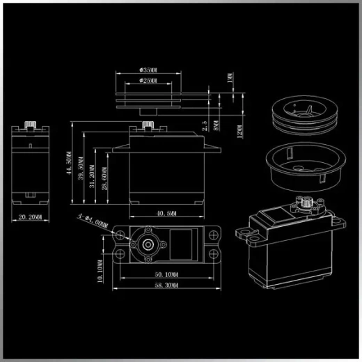KMSW22HV цифровой лебёдочный сервопривод с металлическими шестернями
