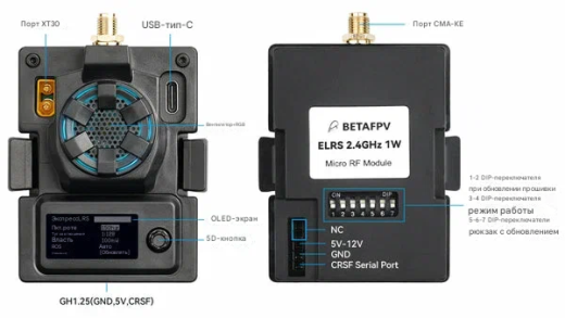 Передающий модуль BETAFPV ELRS Micro TX 868 МГц 500 мВт