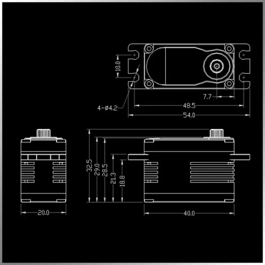 KMCLS02L цифровой низкопрофильный сервопривод со стальными шестернями