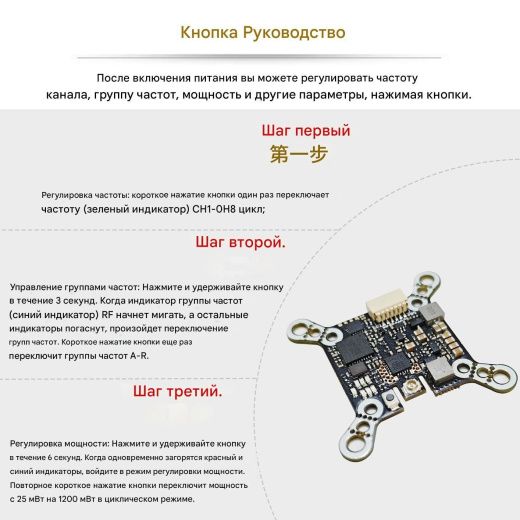 Видеопередатчик DarwinFPV 5.8G 1200mW Baby Ape VTX с антенной