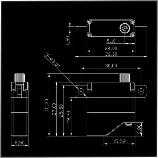 KMCLS0606WH цифровой сервопривод крыла со стальными шестернями