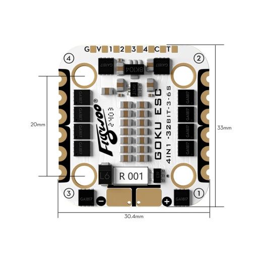 Полетный контроллер и ESC стек GOKU F722 Pro Mini V2 45A 20x20 Stack (AM32)