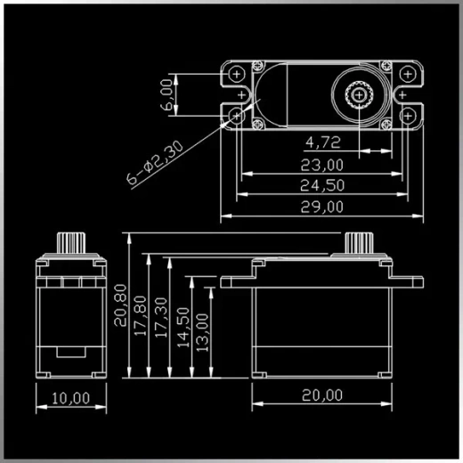 KMCLS0207M цифровой микро-сервопривод с металлическими шестернями