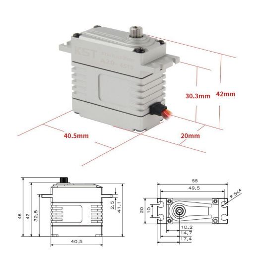 Бесколлекторный сервопривод KST A20 3813 (43кг, HV)