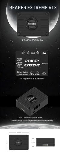 Видеопередатчик Foxeer Reaper Extreme 3W (4.9-6 ГГц, 80CH, вентилятор)