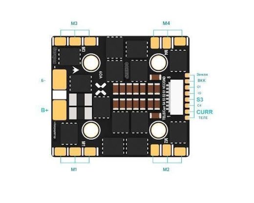 Регулятор оборотов Foxeer Reaper F4 Slim Mini 60A (4-в-1, BLHeli32)